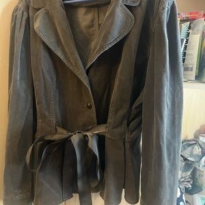 Cato Charcoal Blazer with Ribbon Tie